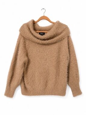 Express Fuzzy Camel Cowl Neck Sweater Size Medium - NWT